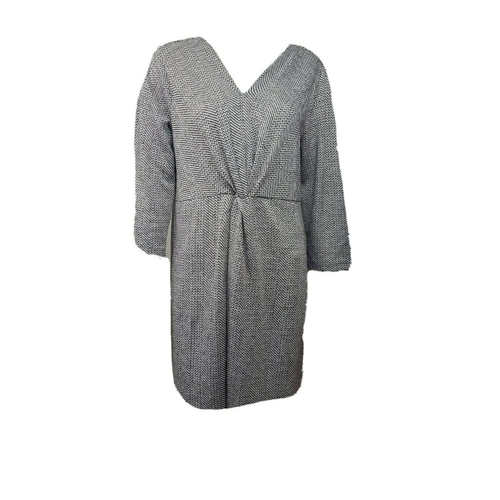 CHRISTOPHER & BANKS Black White 3/4 Sleeve Dress Womens Size L Large‎